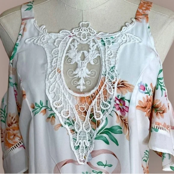 Disney Beauty and The Beast Floral Cold Shoulder Dress - Picture 3 of 11